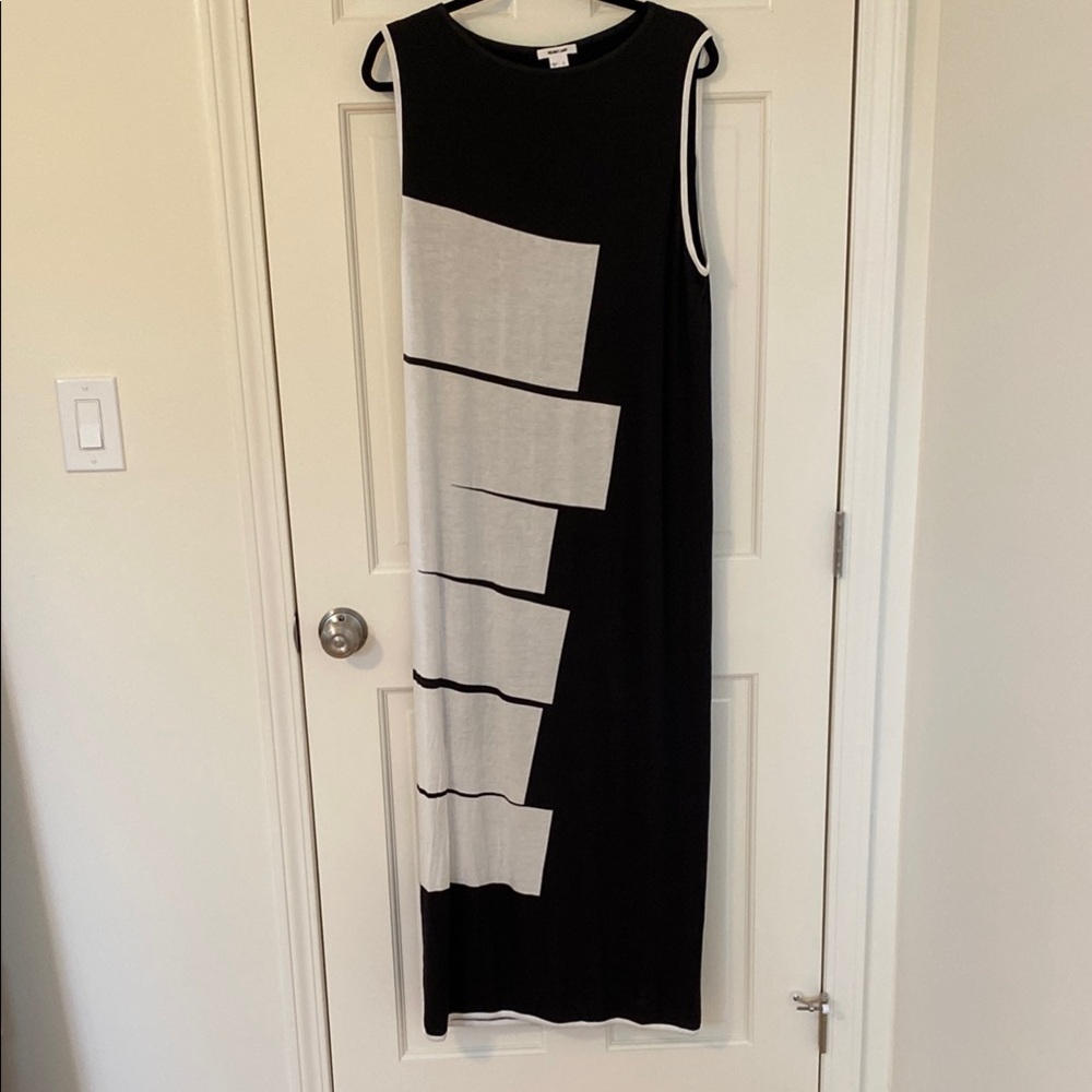 Helmut Lang Black and Cream Maxi Dress Large